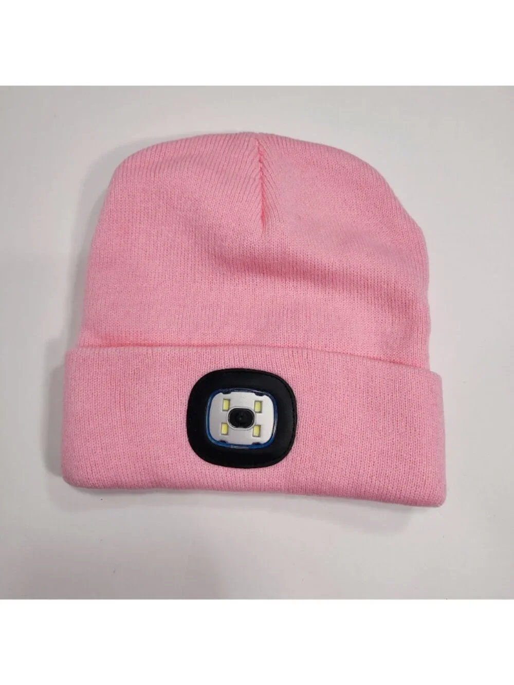 Lvaiz LED Beanie Rechargeable Headlamp Pink Soft Knit Winter Outdoor Activities